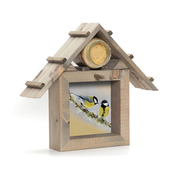 Garden Birds Melamine dienblad met handgrepen met een roodborstje en bluetit Garden Birds Melamine dienblad met handgrepen met een roodborstje en bluetit