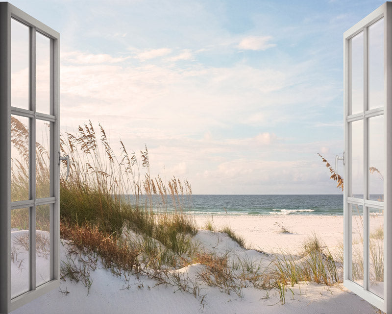 Raam met uitzicht op het strand